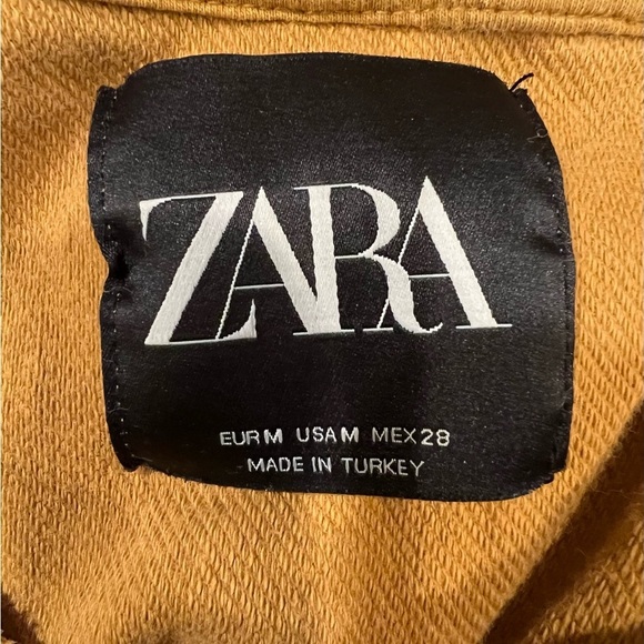 ZARA Hoodie Mustard Yellow Sweatshirt Size Medium - Picture 7 of 7